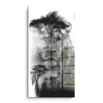 Monochromatyczny portret lwa - obraz na PVC z połyskiem