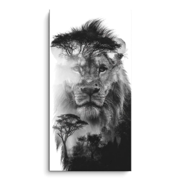 Monochromatyczny portret lwa - obraz na matowym PVC