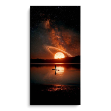 Saturn-Spiegelung über der Meereslandschaft - PVC-Bild matt