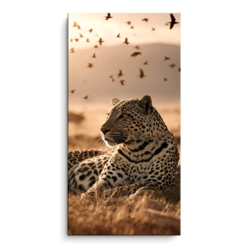 Retrato de leopardo en la sabana - cuadro PVC mate
