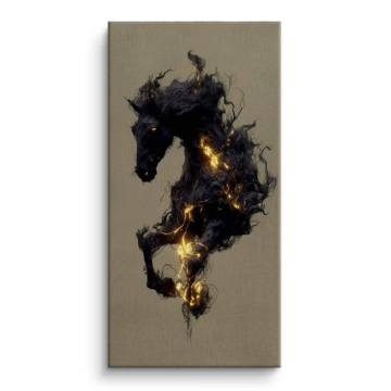 Dark Lightning Horse Canvas Art