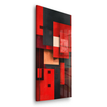 Carrés rouges abstraits - tableau en verre acrylique