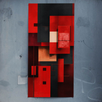 Carrés rouges abstraits - poster