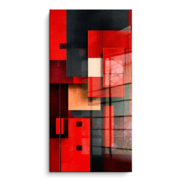 Carrés rouges abstraits - tableau PVC brillant