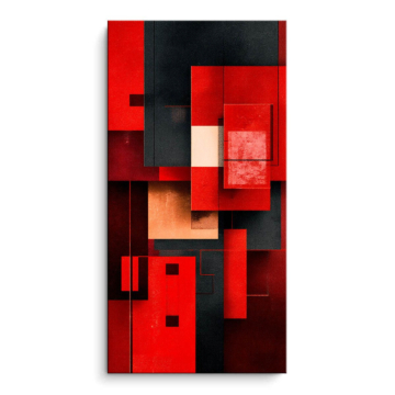 Carrés rouges abstraits - tableau PVC mat