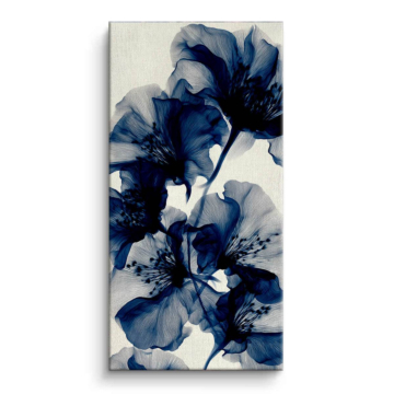 Blue Ink Flowers Canvas Art
