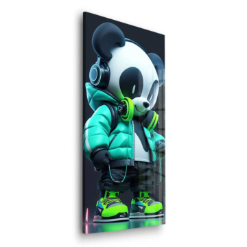 Panda DJ w miejskim stylu - obraz na szkle akrylowym