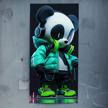 Panda DJ w miejskim stylu - plakat
