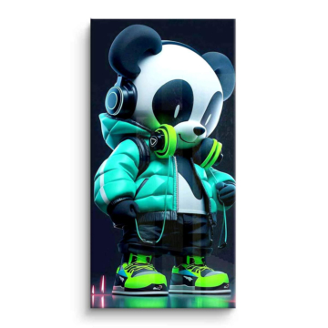 Panda DJ au look streetwear - tableau PVC brillant