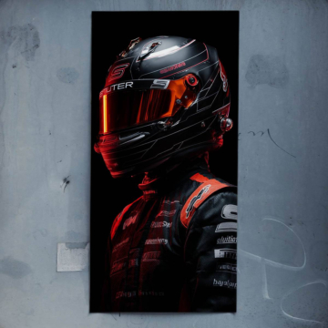 Portret z kaskiem wyścigowym - plakat