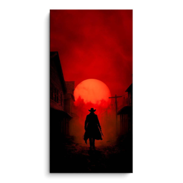 Westernowy zachód słońca inspirowany Red Dead - obraz na matowym PVC