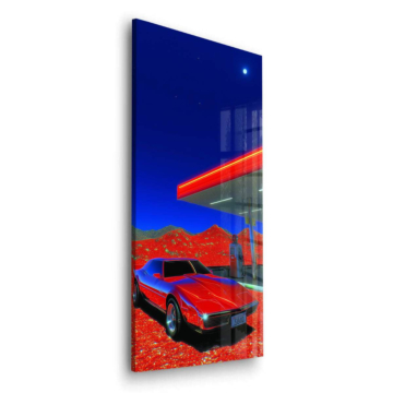 Retro Gas Station Car Acrylic Glass Art
