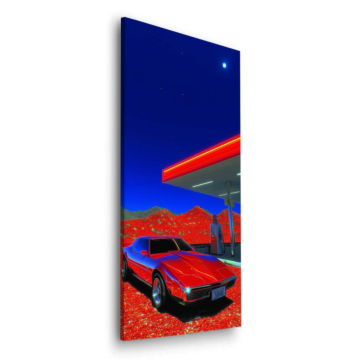 Retro Gas Station Car Dibond Matt Art