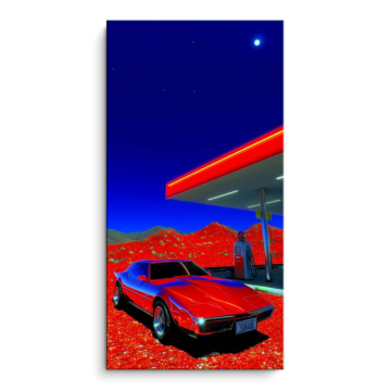 Retro Gas Station Car PVC Matt Art