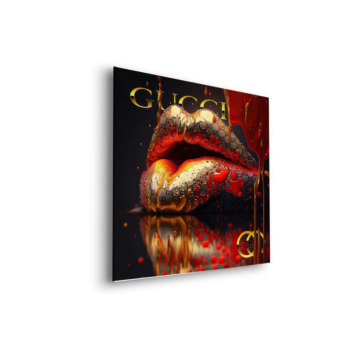 Goldene Lippen inspiriert von Gucci - Dibond-Bild matt