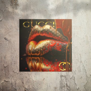 Gucci Inspired Golden Lips Poster Art