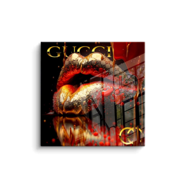 Gucci Inspired Golden Lips PVC Gloss Art