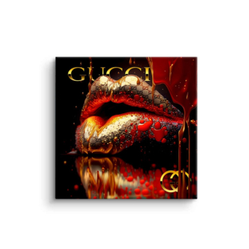 Goldene Lippen inspiriert von Gucci - PVC-Bild matt