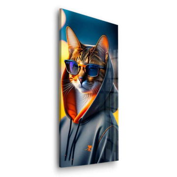 Katze im Hoodie mit Sonnenbrille - Acrylglasbild