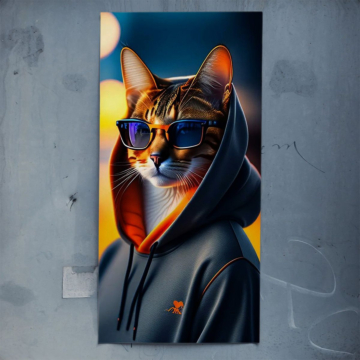 Katze im Hoodie mit Sonnenbrille - Poster