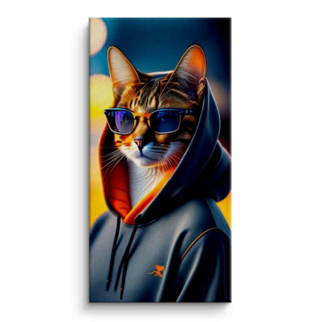 Hoodie Cat Sunglasses Canvas Art