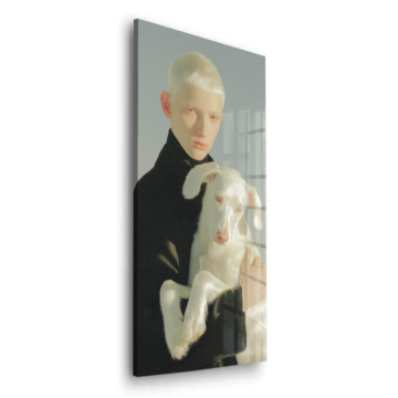 Dreamlike Child and White Dog Acrylic Glass Art