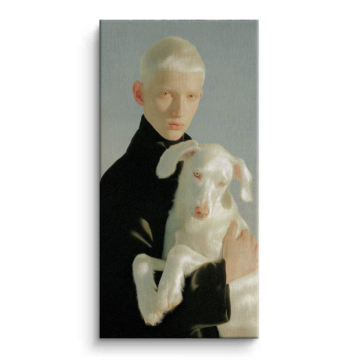 Dreamlike Child and White Dog Canvas Art