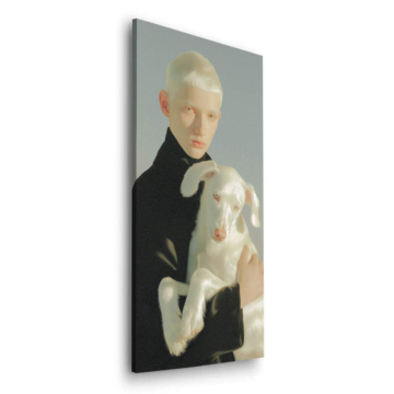 Chien onirique child et blanc - tableau Dibond mat