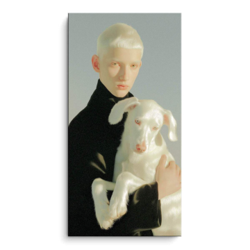Chien onirique child et blanc - tableau PVC mat