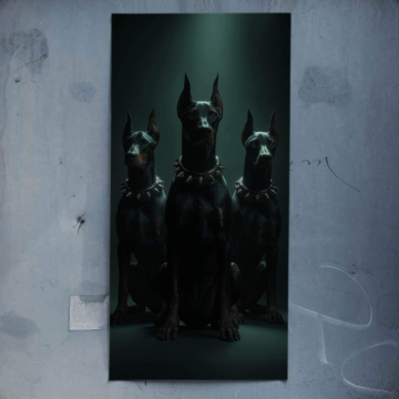 Dobermann-Rudel im Schatten - Poster