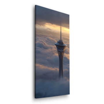 Torres entre nubes en horizonte urbano - cuadro Dibond mate