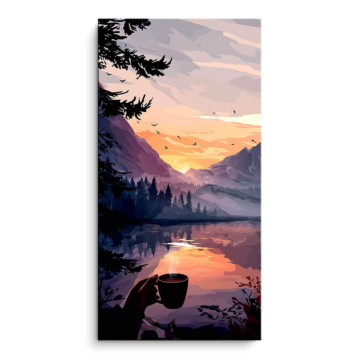 Bergsee Morning Kaffe - PVC-Bild matt
