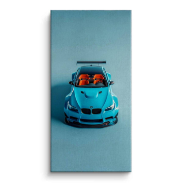 BMW M4 Inspired Blue Track Car Canvas Art