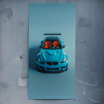Bolide bleu sur circuit inspiré de BMW M4 - poster