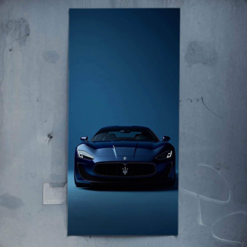 Coche deportivo azul inspirado en Maserati - póster