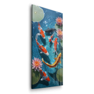Moonlit Koi Pond Acrylic Glass Art