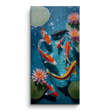 Moonlit Koi Pond Canvas Art