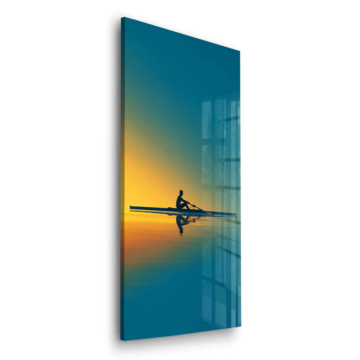 Solo Rower amanecer minimalista - cuadro en vidrio acrílico