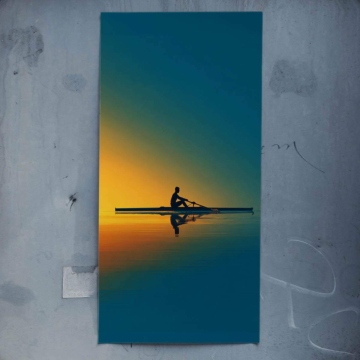 Samotny wioślarz Sunrise minimalistyczny - plakat