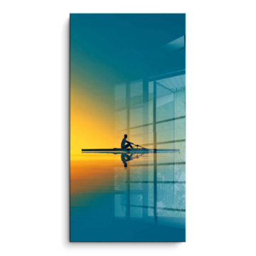 Samotny wioślarz Sunrise minimalistyczny - obraz na PVC z połyskiem