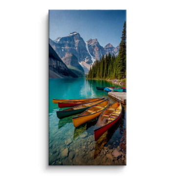 Bergsee Canoe - Leinwandbild