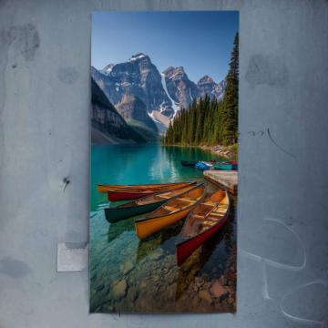 Góry jezioro kajaki - plakat