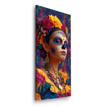 Portrait floral de La Catrina - tableau Dibond mat
