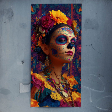 Retrato floral de La Catrina - póster