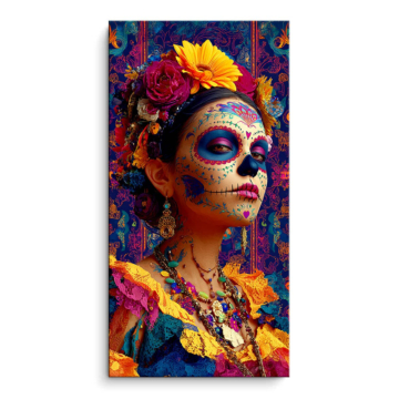 Retrato floral de La Catrina - cuadro PVC mate