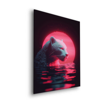 Atardecer neón blanco oso - cuadro Dibond mate