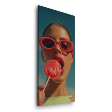 Gafas de sol rojas con piruleta - cuadro Dibond mate