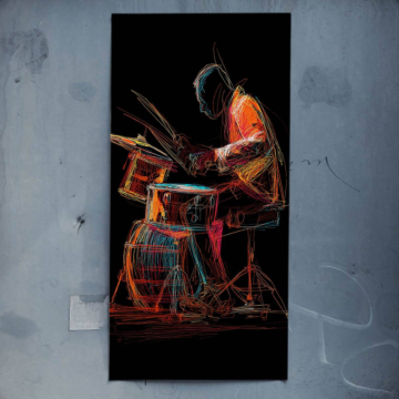 Neon Jazz Drummer Poster Art