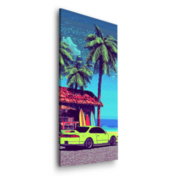Coche retro playa house - cuadro Dibond mate