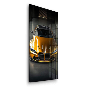 Coche dorado inspirado en BMW M4 - cuadro en vidrio acrílico